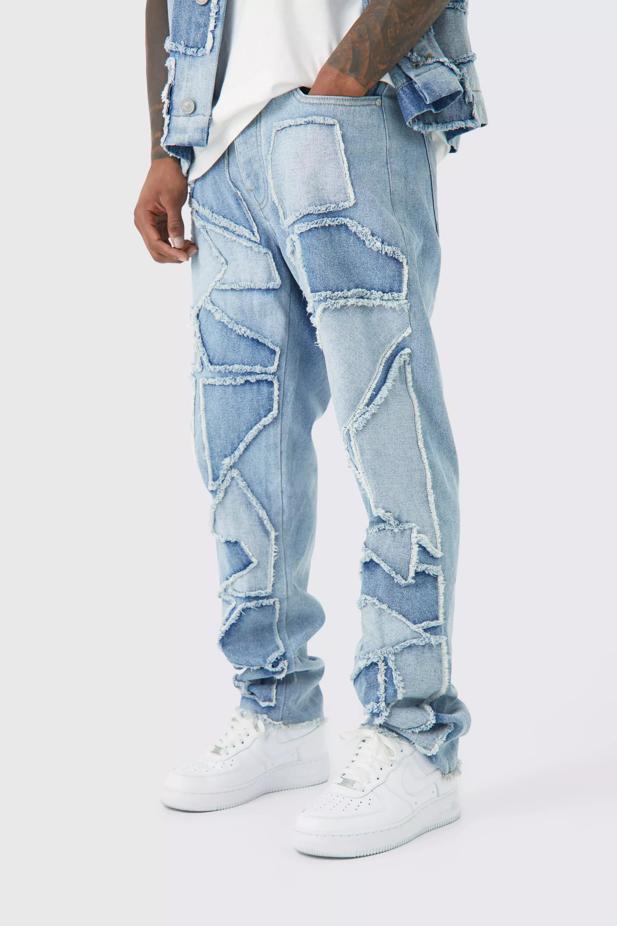 Men on sale patchwork jeans